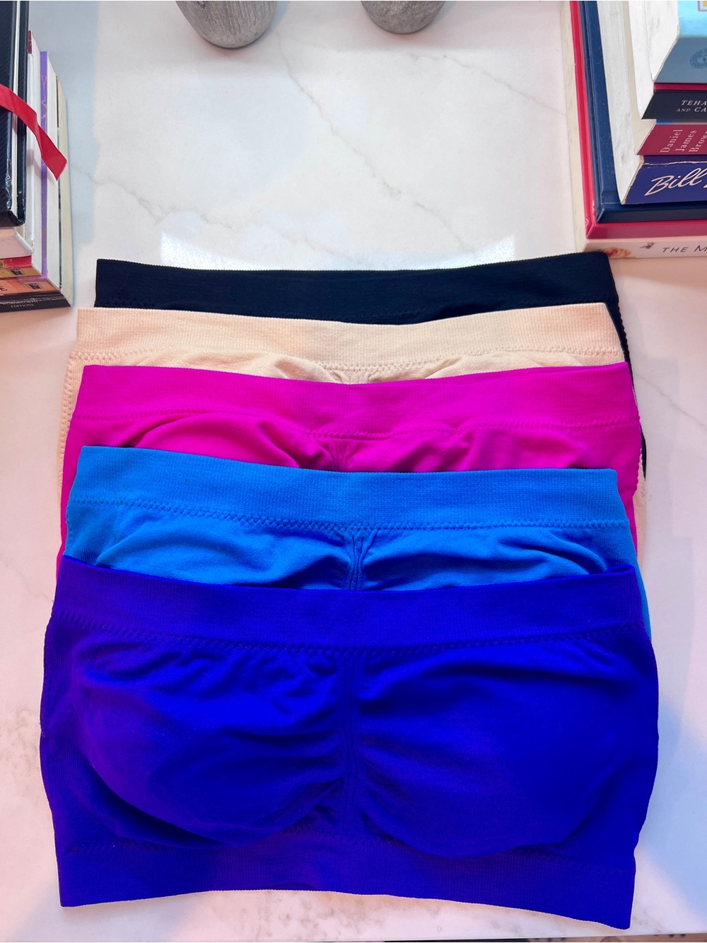 Sofra Seamless Stretch Bandeau Set in Black, Cream, Pink, Blue, Purple